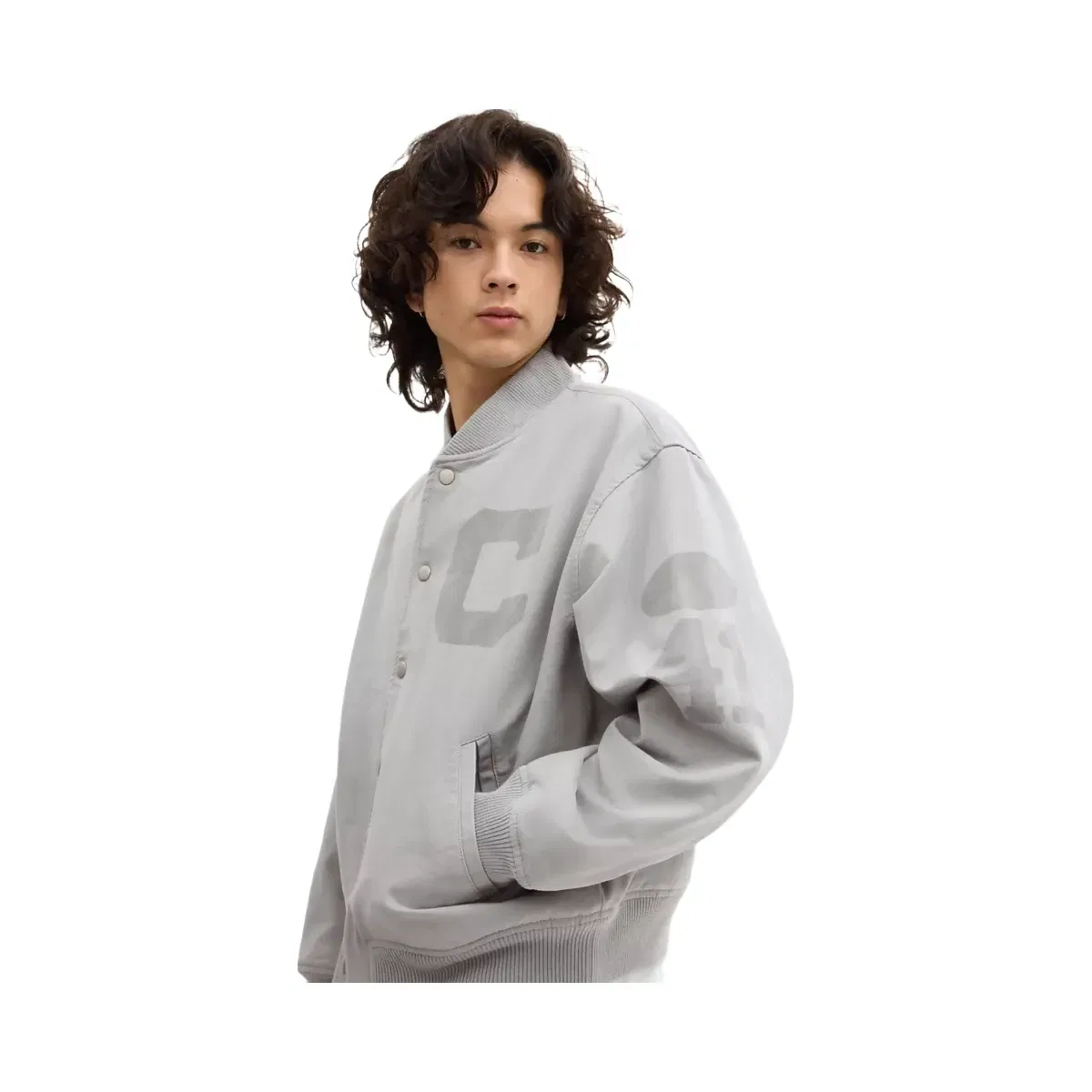 Coach Canvas Varsity Jacket in Light Grey