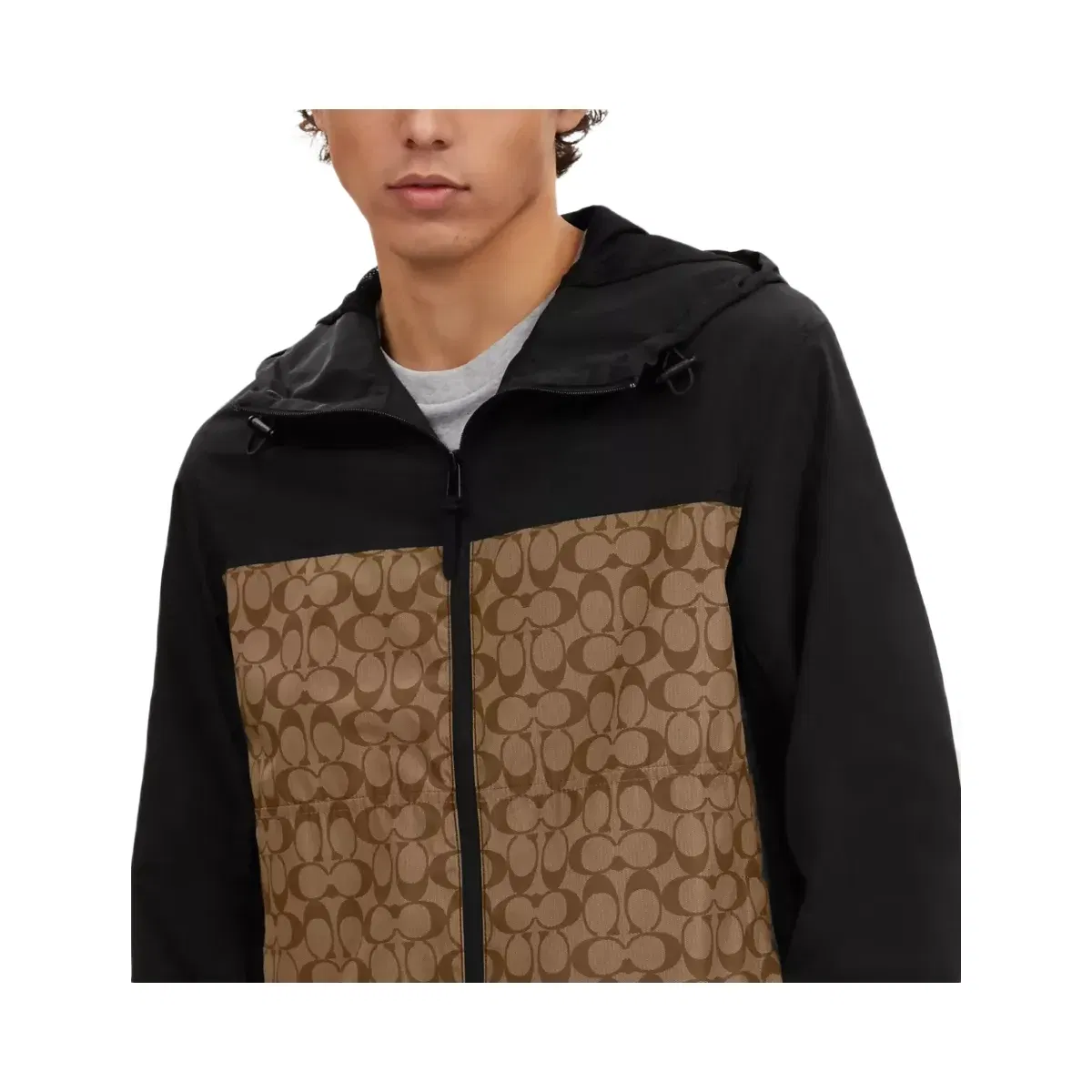 Coach Signature Full Zip Windbreaker in Khaki Signature