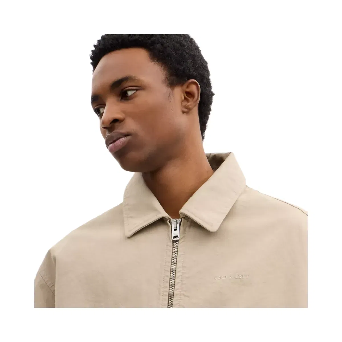 Coach Zip Up Blouson Jacket in Dark Stone