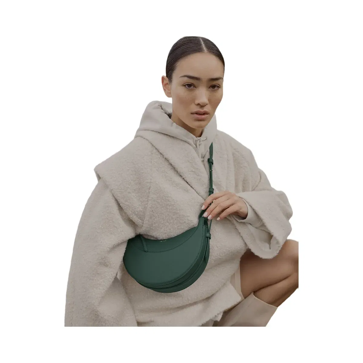 Polène Numéro Dix Textured Leather Bag Green