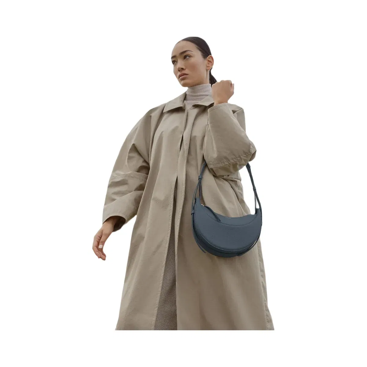 Polène Numéro Dix Textured Leather Bag Midnight Blue