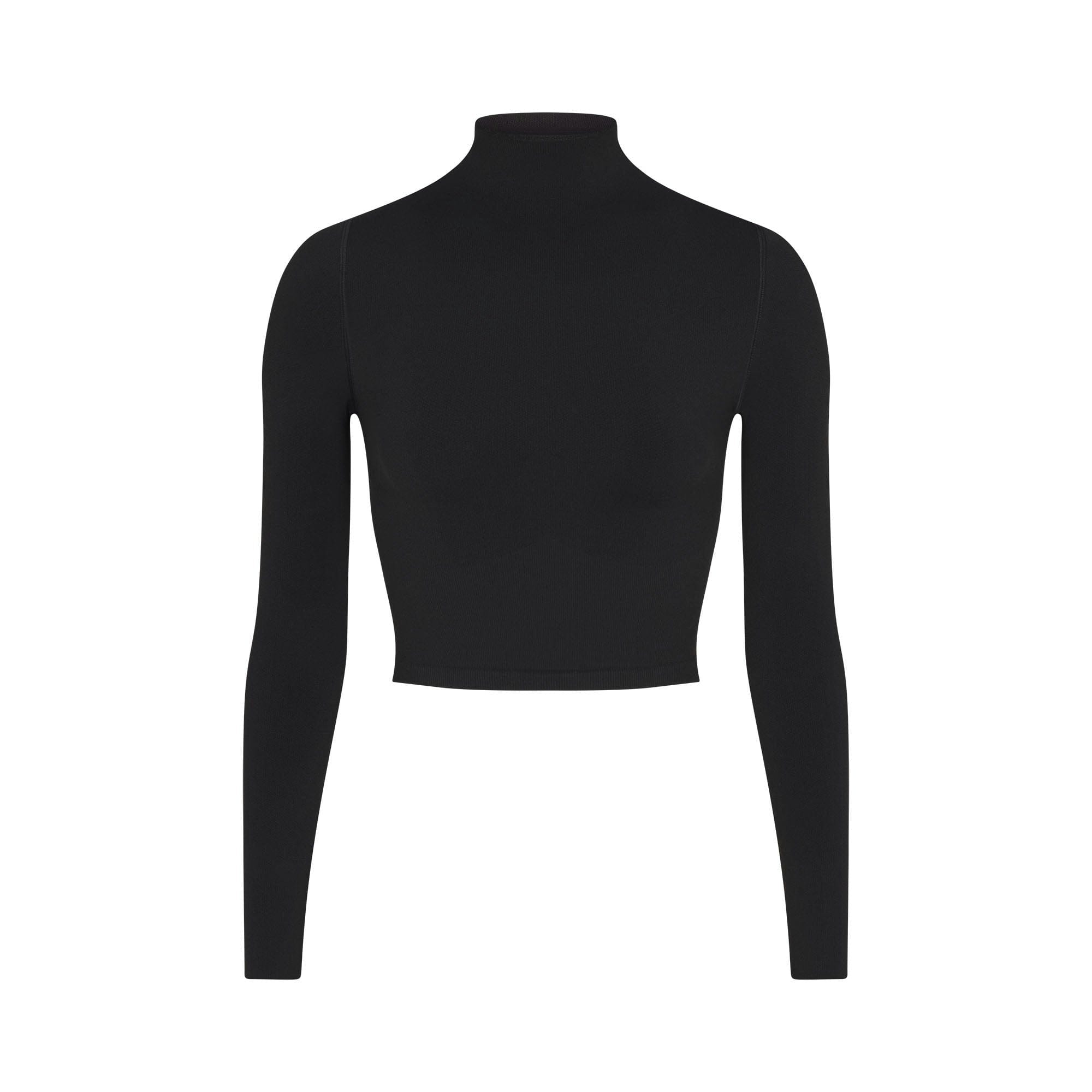 Skims Nikeskims Vintage Seamless Mock Neck Crop Top Obsidian