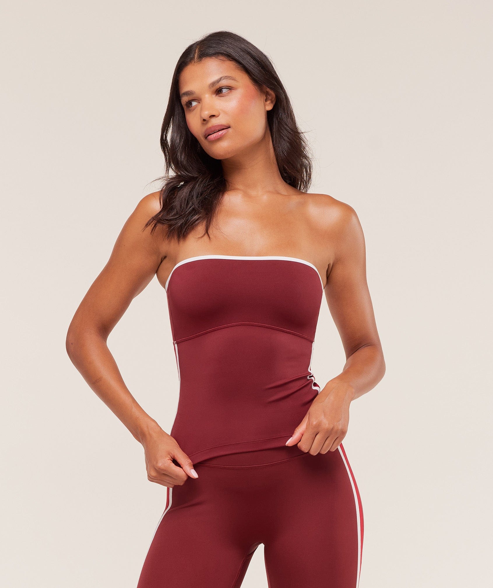 Women's Gymshark Piping Bandeau With Shelf Sets Red