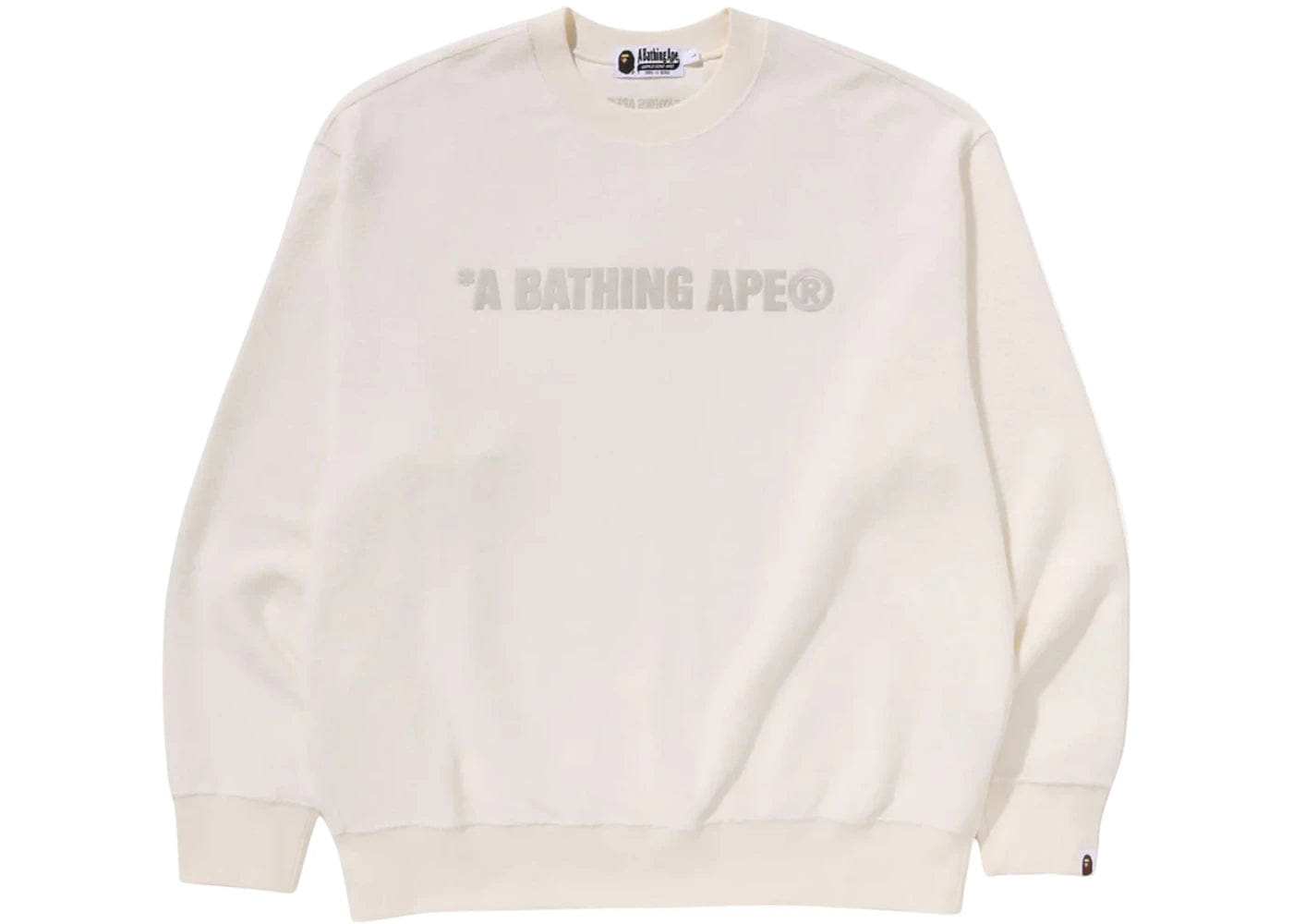 BAPE Bathing Ape Logo Relaxed Fit Crewneck Sweatshirt Ivory