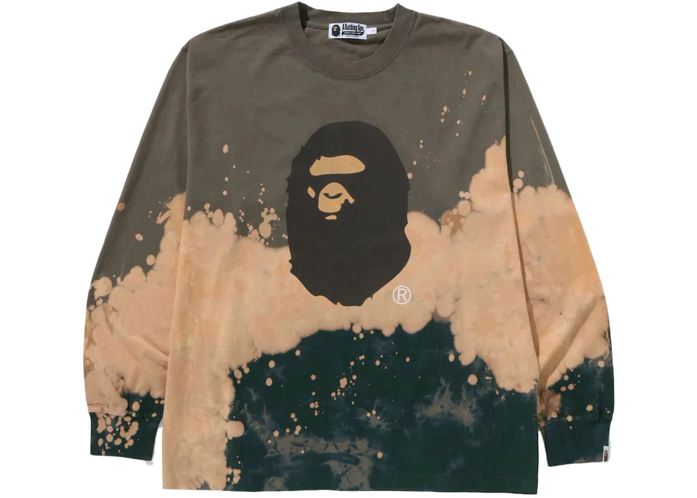 BAPE Tie Dye Ape Head Relaxed Fit L/S T-Shirt Beige