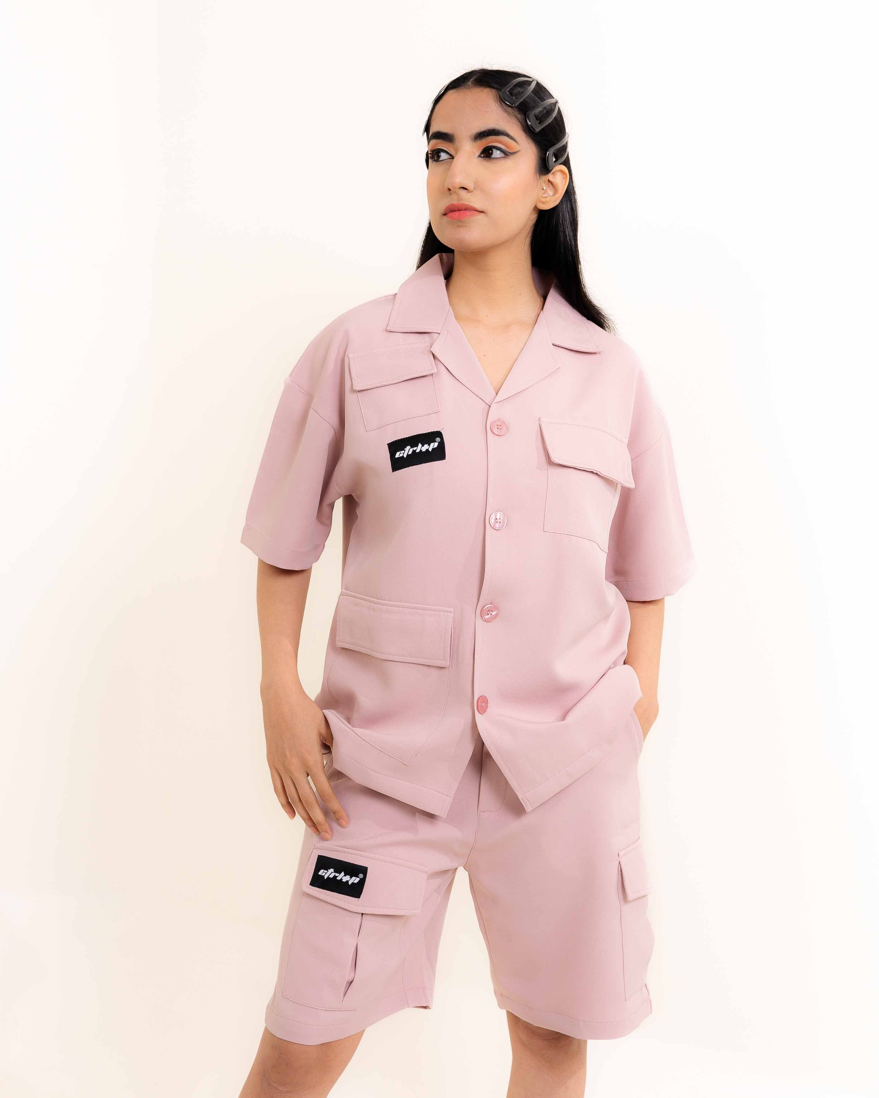 ASYM POCKET PINK SHORTS