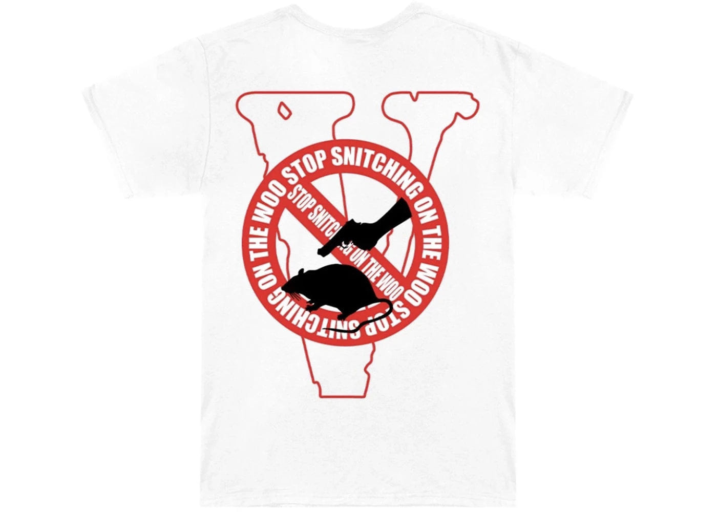 Pop Smoke x Vlone Stop Snitching T - Shirt White/Red
