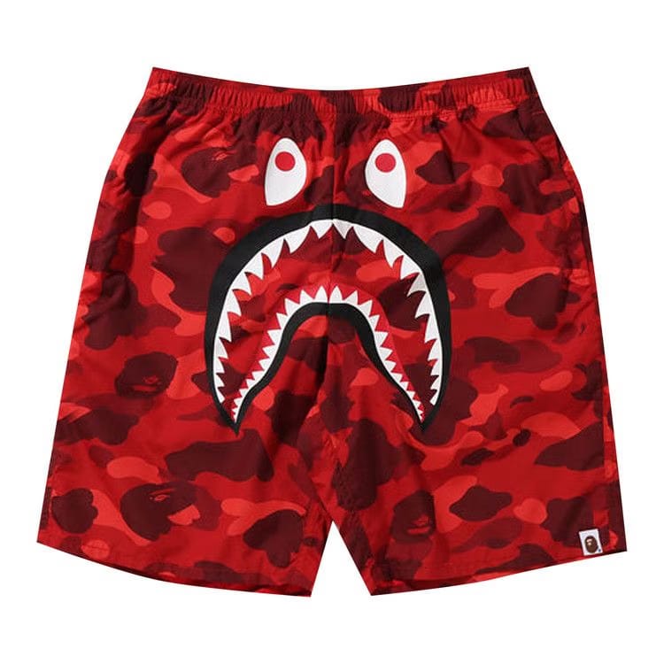 BAPE Color Camo Shark Beach Shorts Red