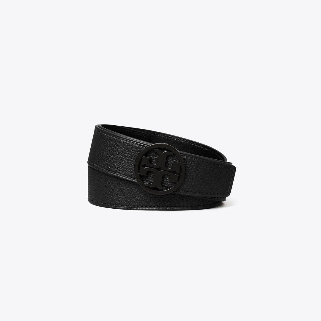 Tory Burch 1.5" Miller Pebbled Powder - Coated Belt BLACK / BLACK / BLACK