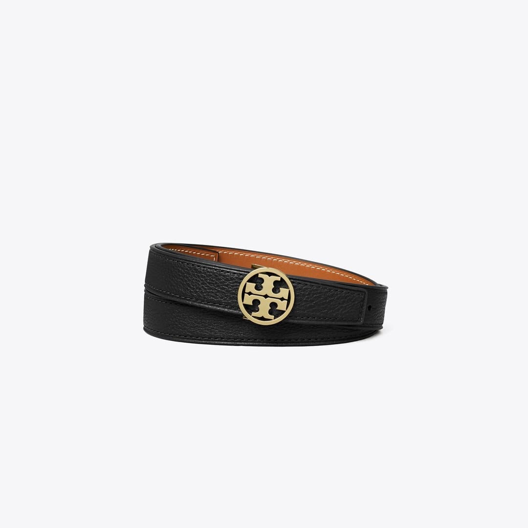 Tory Burch 1" Miller Reversible Belt Black / Classic Cuoio / GOLD