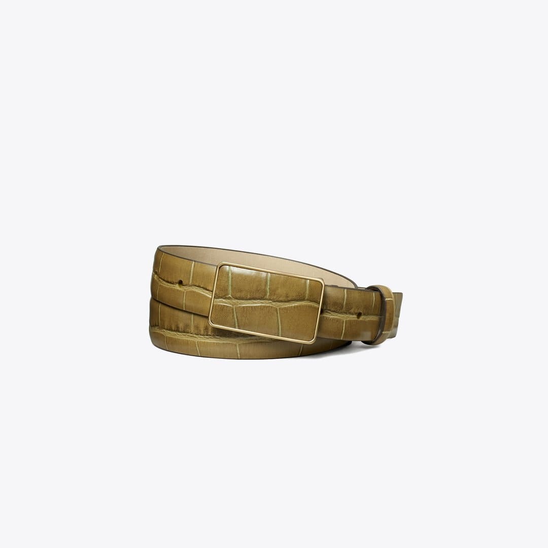 Tory Burch Plate Croc - Embossed Belt Coconut Shell