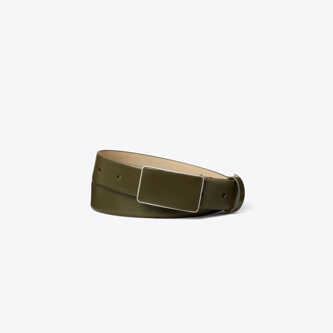 Tory Burch Plate Belt Dark Olive
