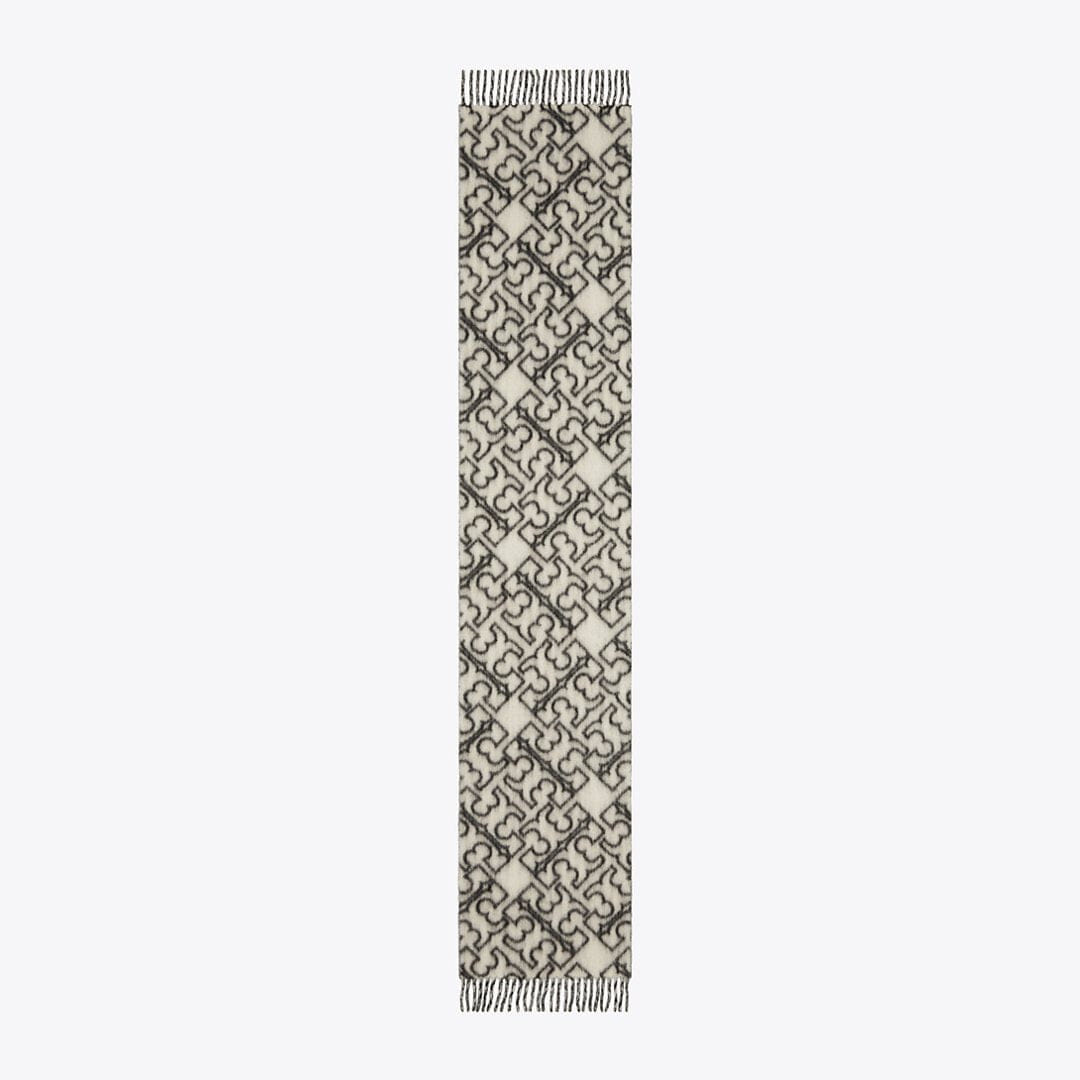 Tory Burch Puzzle Logo Scarf Black / Ivory