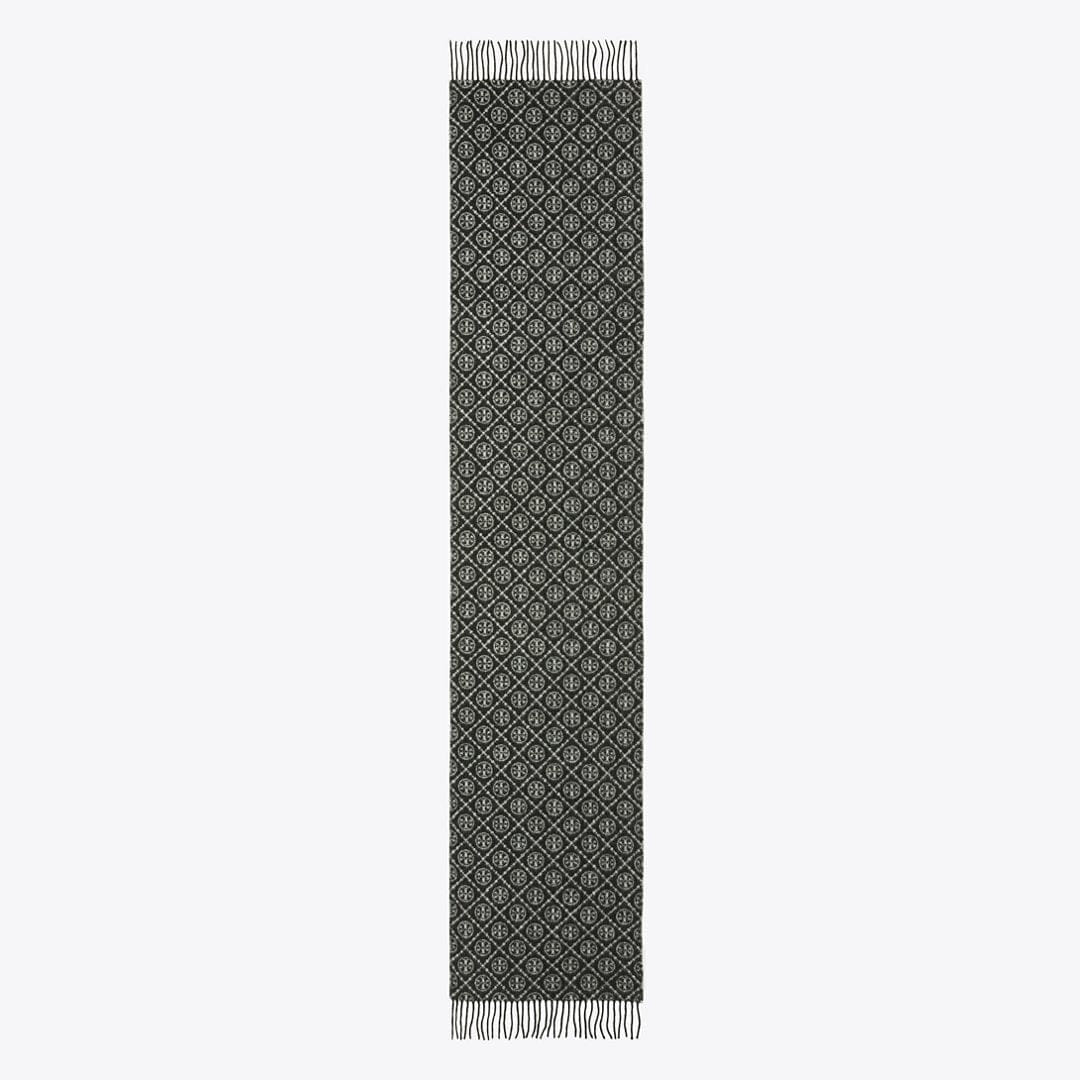 Tory Burch T Monogram Oblong Scarf Black