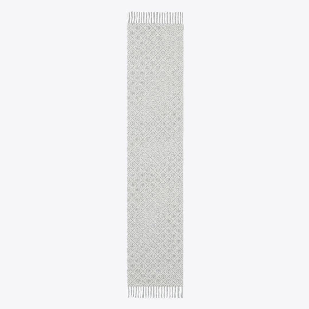 Tory Burch T Monogram Oblong Scarf Gray