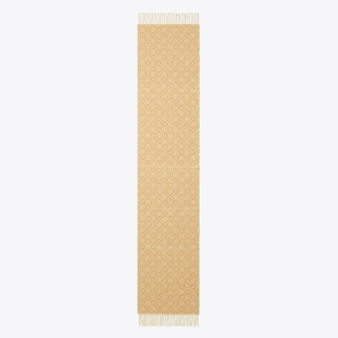 Tory Burch T Monogram Oblong Scarf Cream