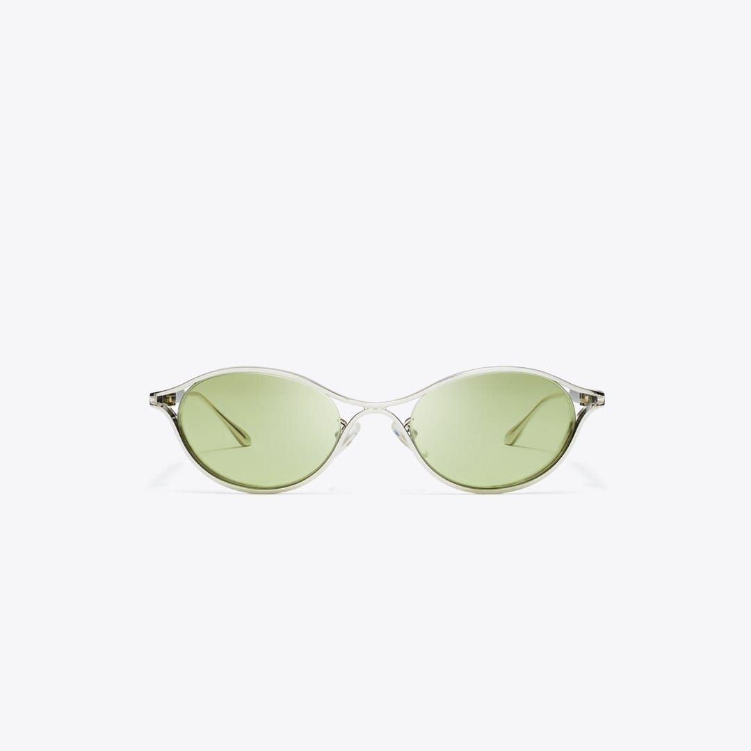 Tory Burch Deco Runway Sunglasses SILVER/GREEN