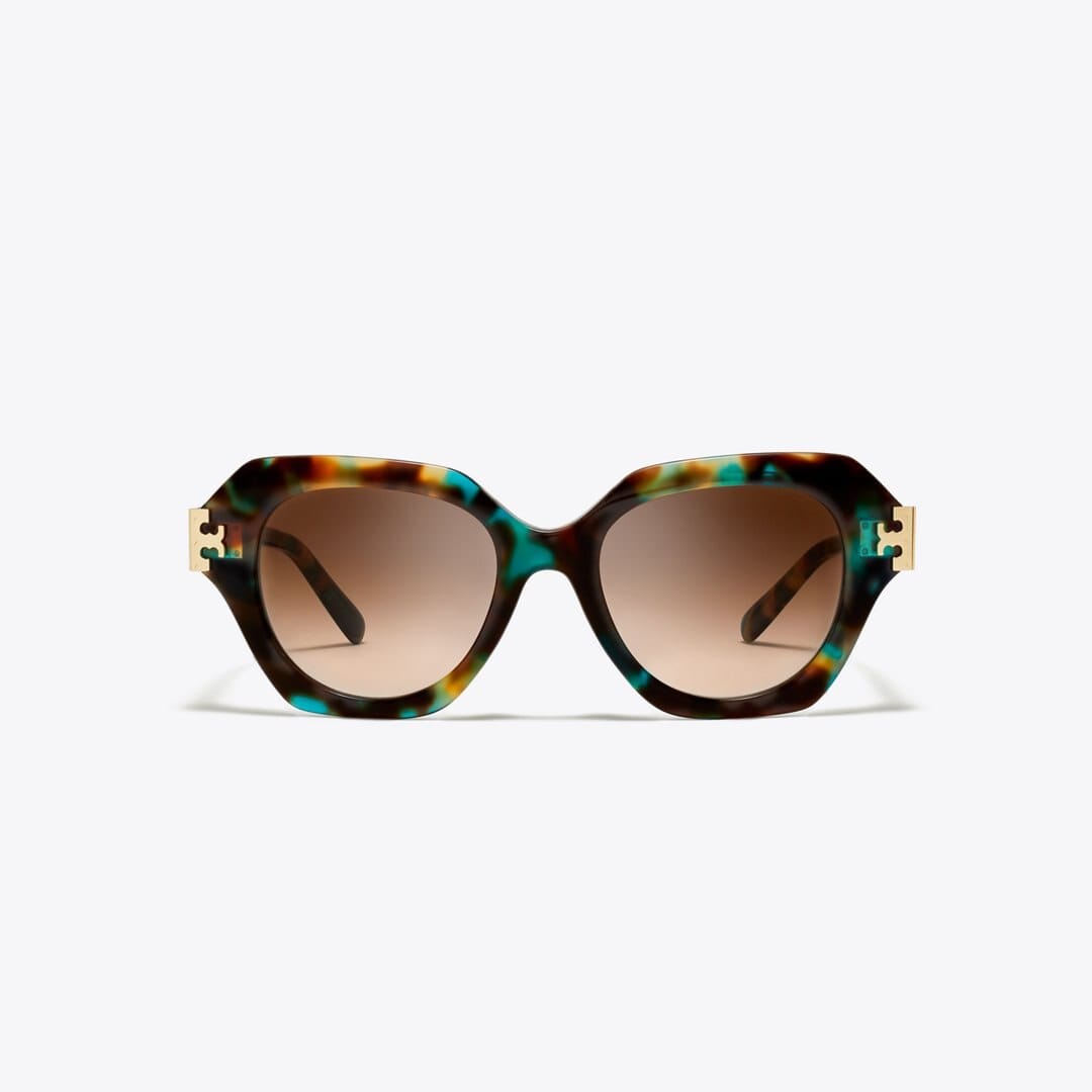 Tory Burch Eleanor Cat - Eye Sunglasses JADE SPOTTED TORTOISE/BROWN GRADIENT