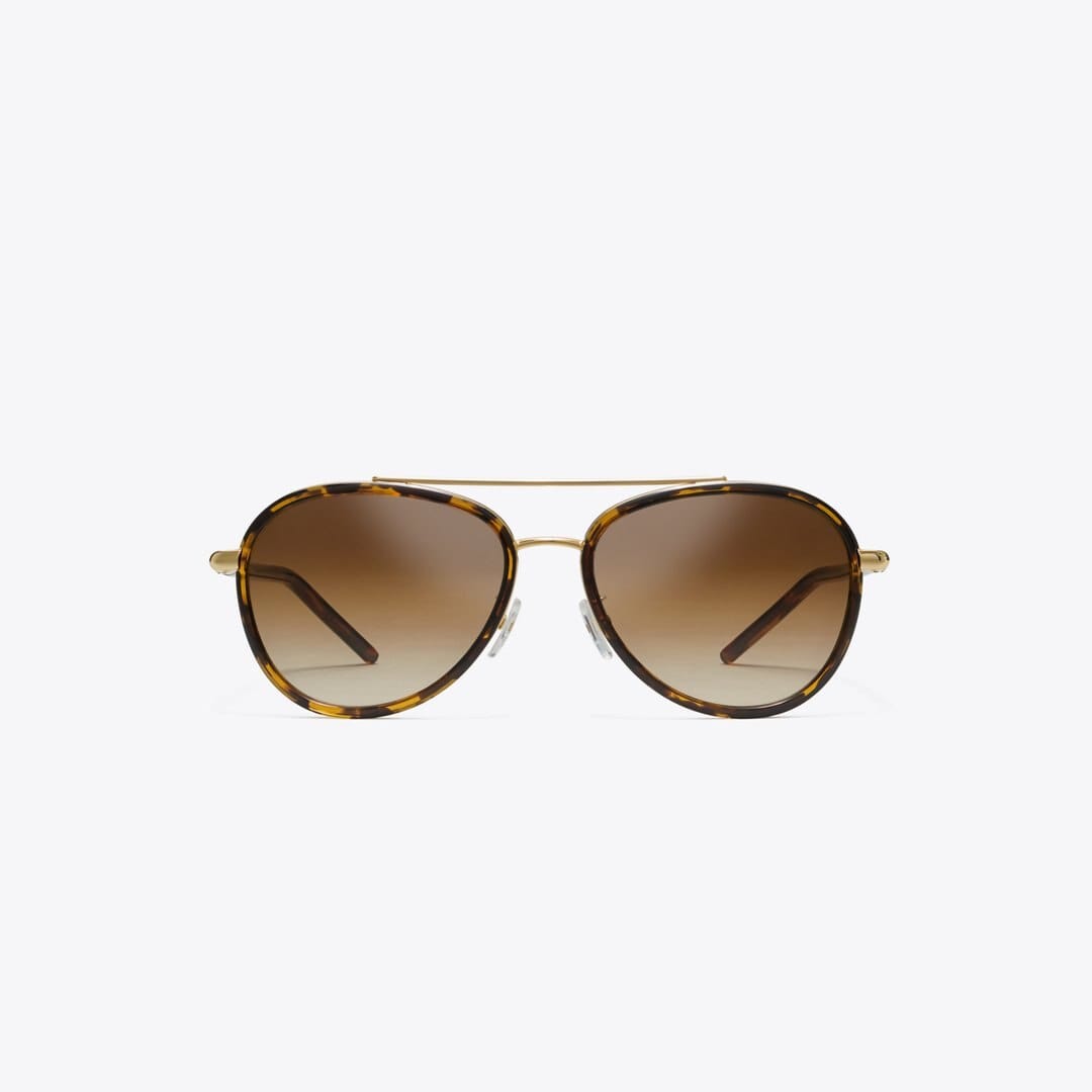 Tory Burch Eleanor Pilot Sunglasses DARK TORTOISE