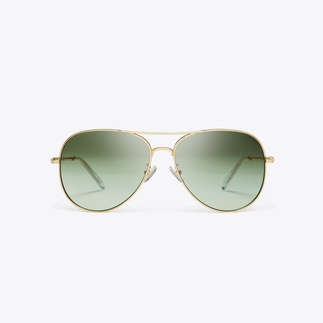Tory Burch Eleanor Pilot Sunglasses GOLD/GREEN GRADIENT