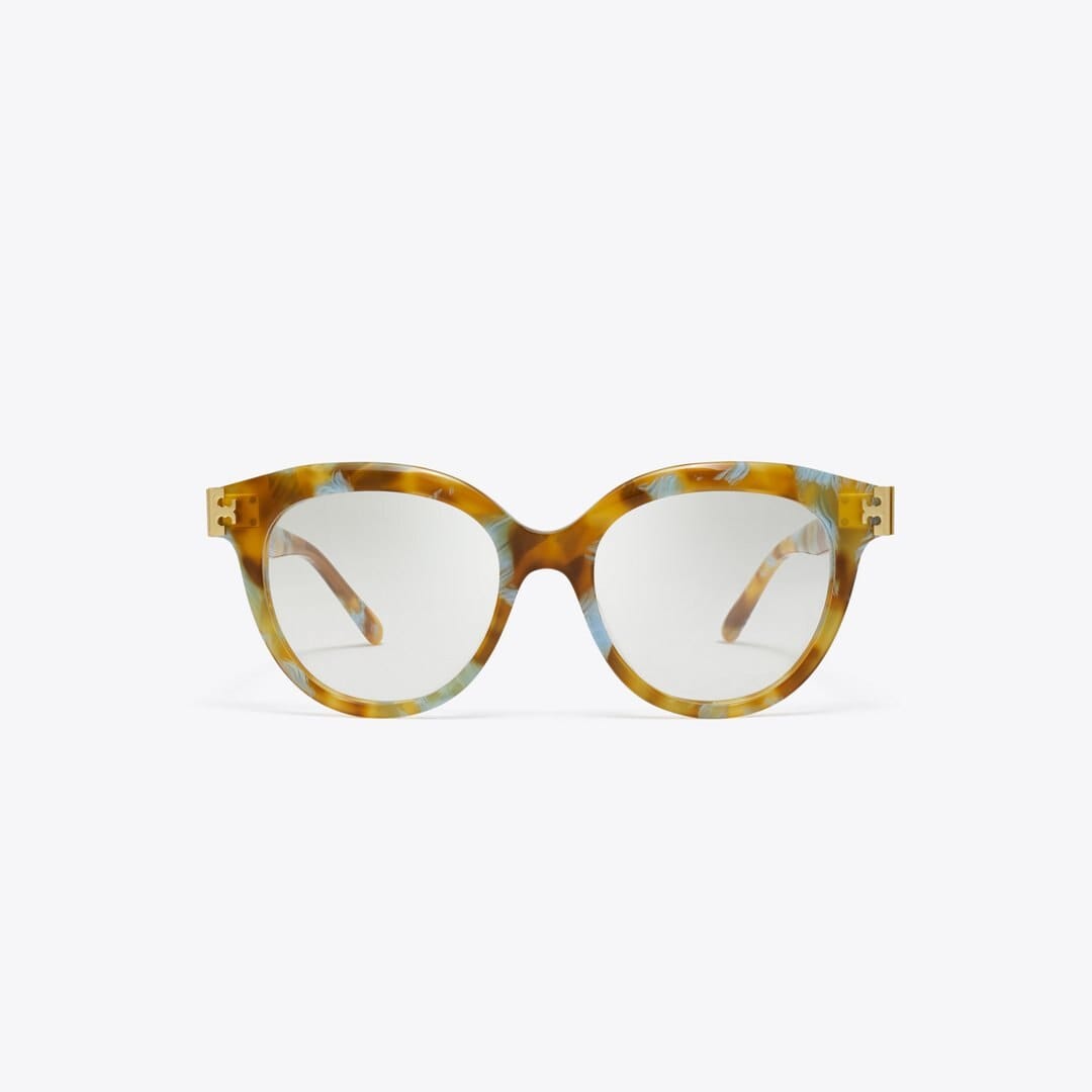 Tory Burch Eleanor Round Eyeglasses BLUE HONEY TORTOISE