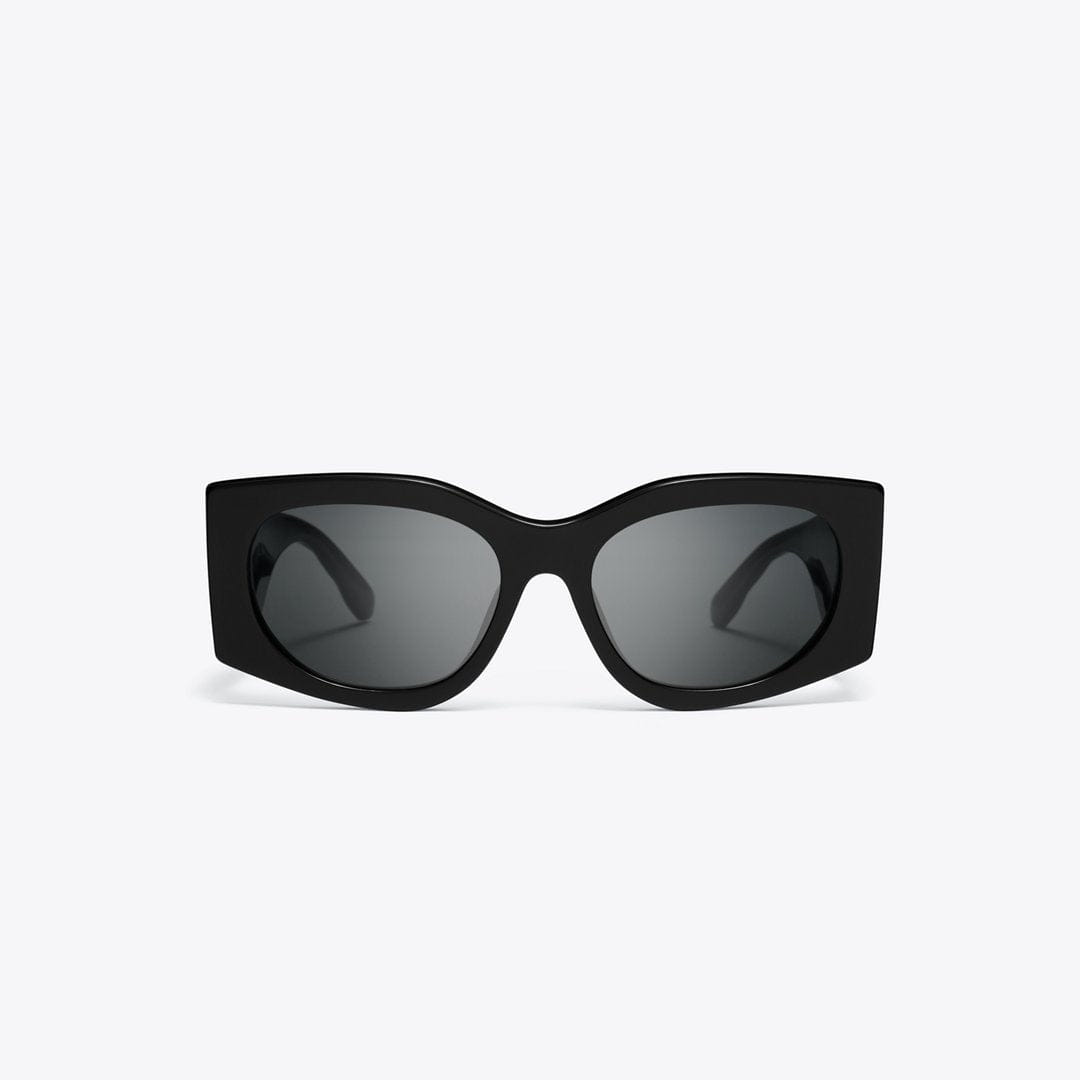 Tory Burch Kira Rectangle Sunglasses BLACK/DARK GREY