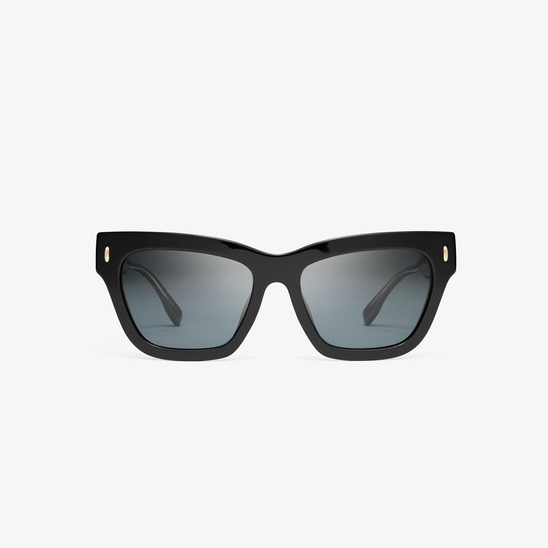 Tory Burch Miller Cat - Eye Sunglasses BLACK/DARK GREY POLAR