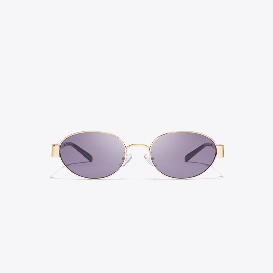 Tory Burch Miller Metal Oval Sunglasses SHINY LIGHT GOLD/PURPLE