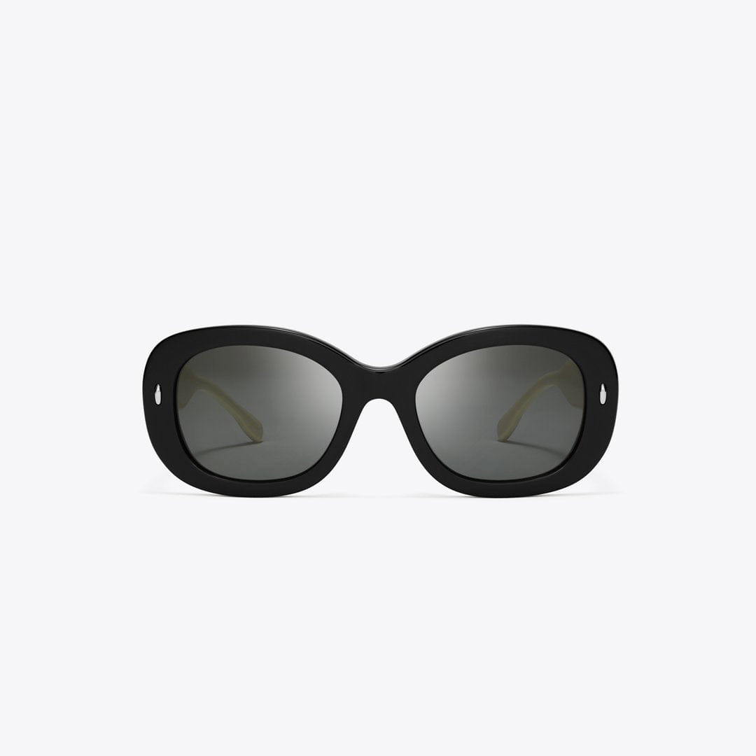 Tory Burch Miller Oval Sunglasses BLACK/IVORY/DARK GREY SOLID