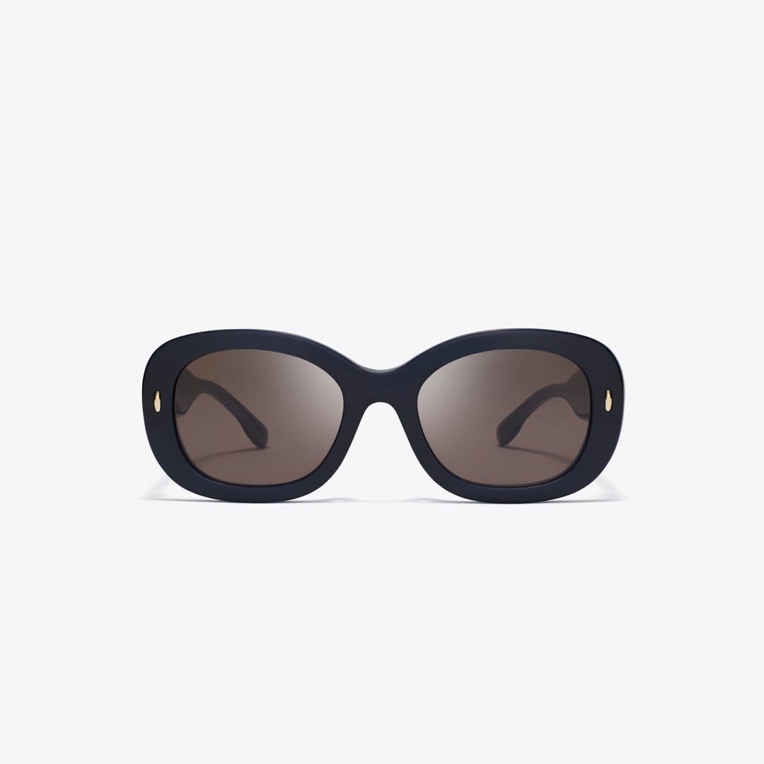 Tory Burch Miller Oval Sunglasses NAVY/SOLID BROWN