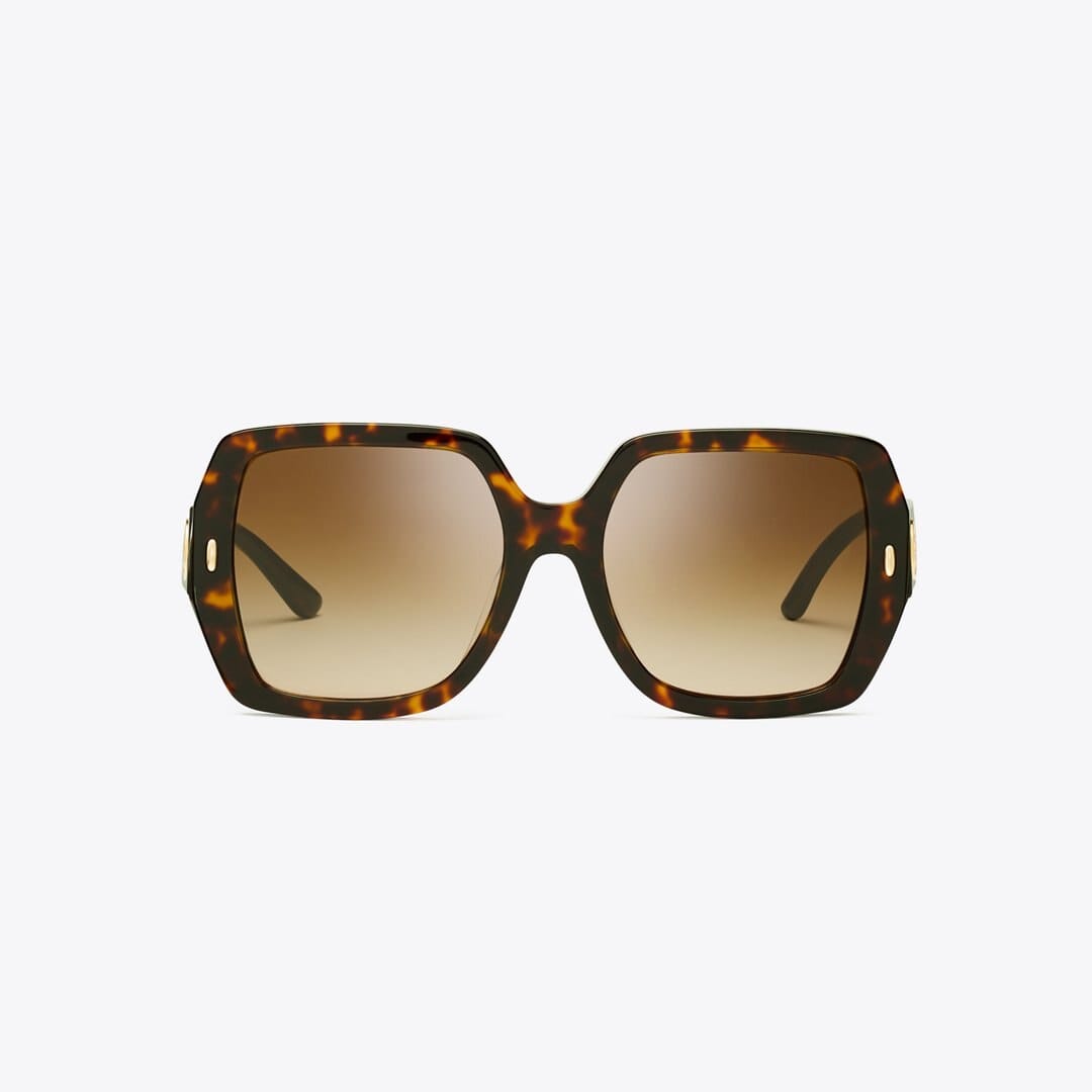 Tory Burch Miller Oversized Square Sunglasses DARK TORTOISE/BROWN GRADIENT