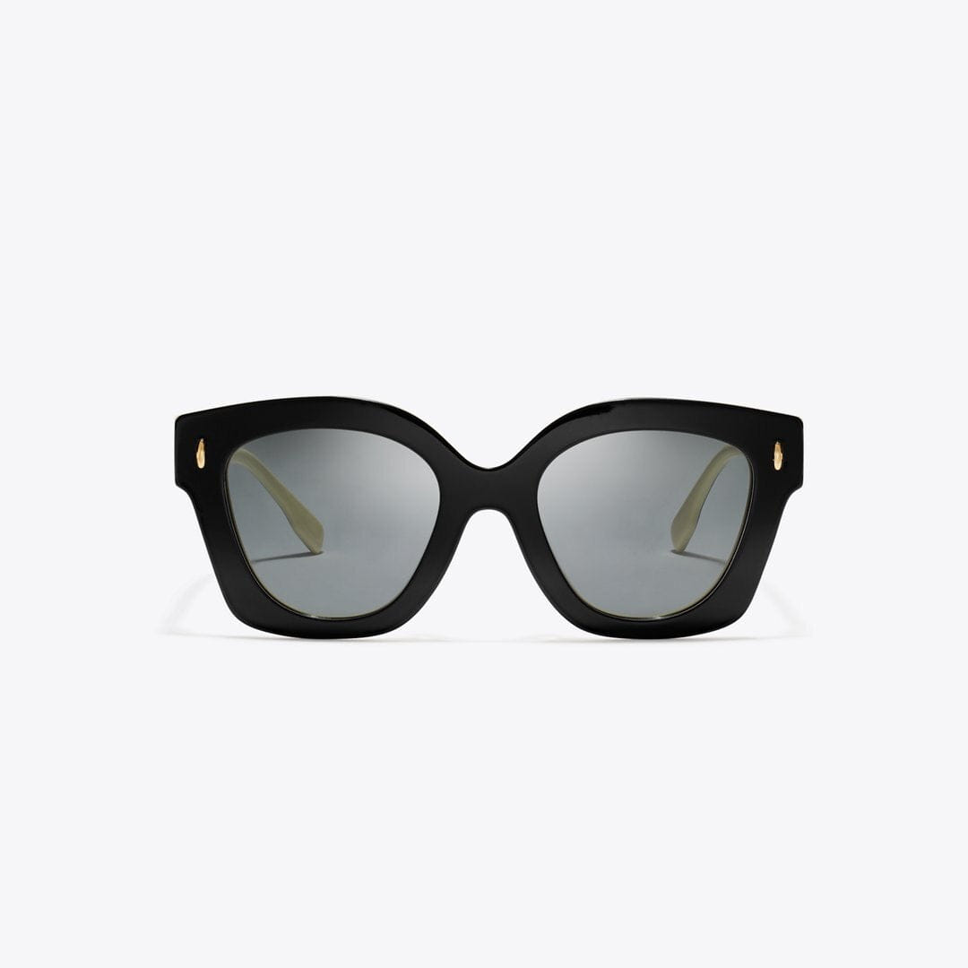 Tory Burch Miller Square Sunglasses BLACK/IVORY/DARK GREY