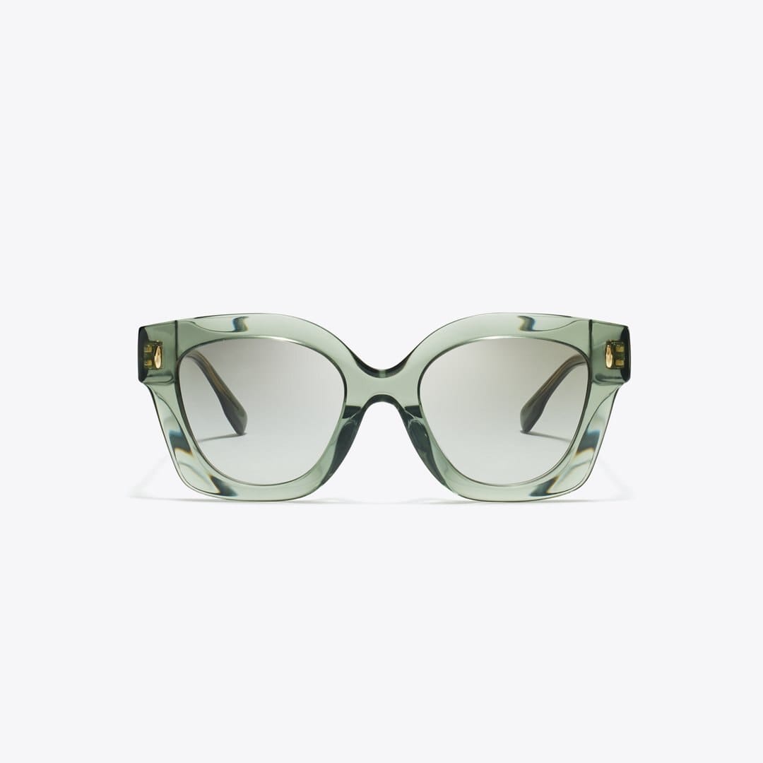 Tory Burch Miller Square Sunglasses TRANSPARENT SAGE/ LIGHT GREY GRADIENT