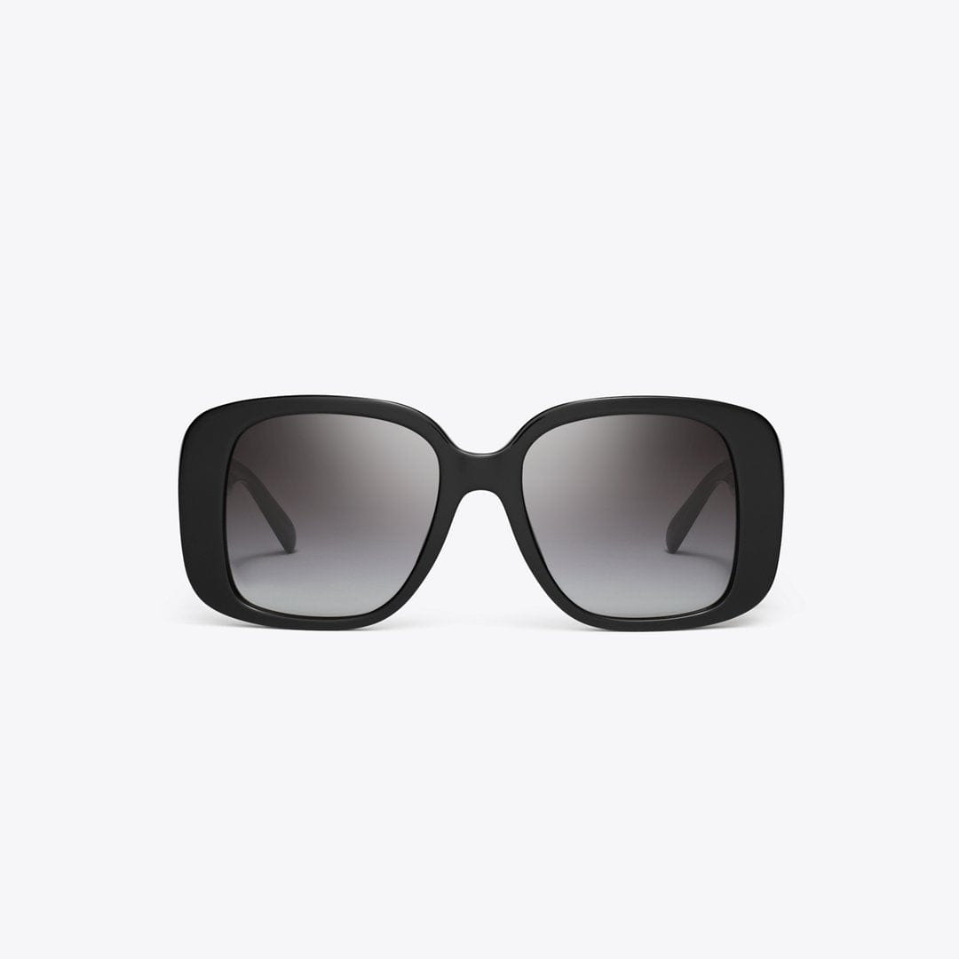 Tory Burch Pierced Oversized Square Sunglasses BLACK/LIGHT GREY GRADIENT