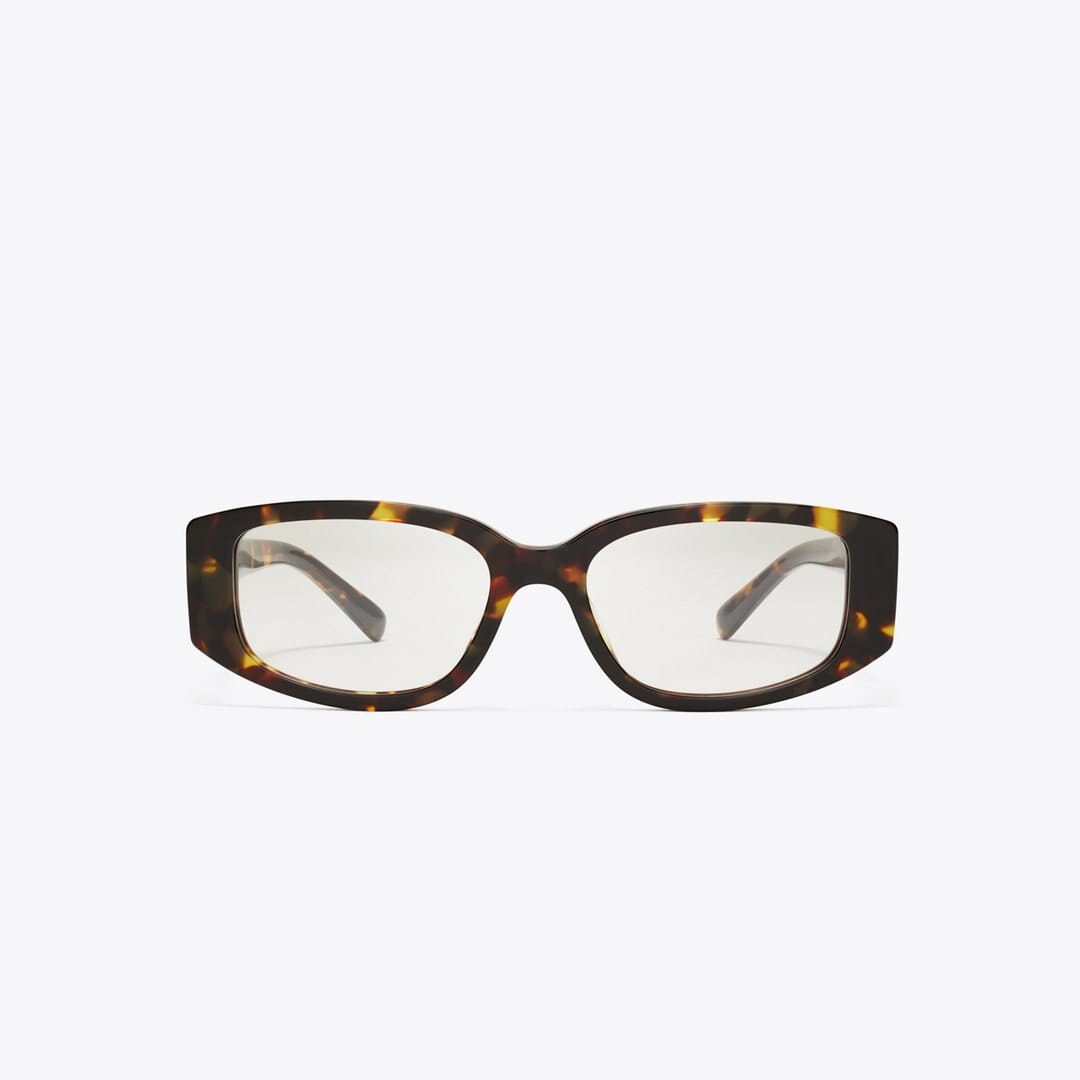 Tory Burch Pierced Rectangle Eyeglasses DARK TORTOISE