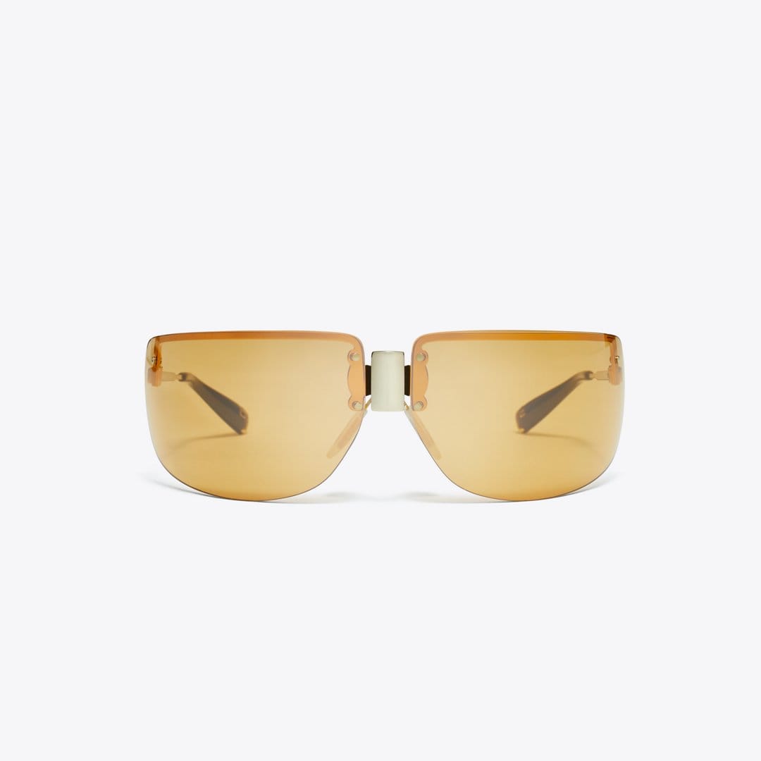 Tory Burch Shield Runway Sunglasses SHINY LIGHT GOLD/ORANGE
