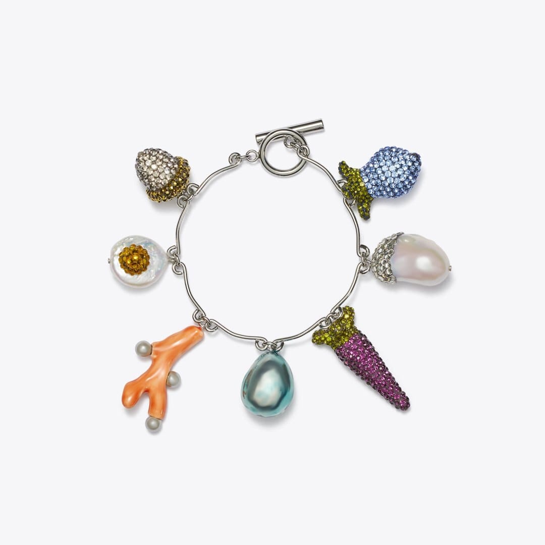Tory Burch Curiosity Vegetable Charm Bracelet Tory Silver / Multi