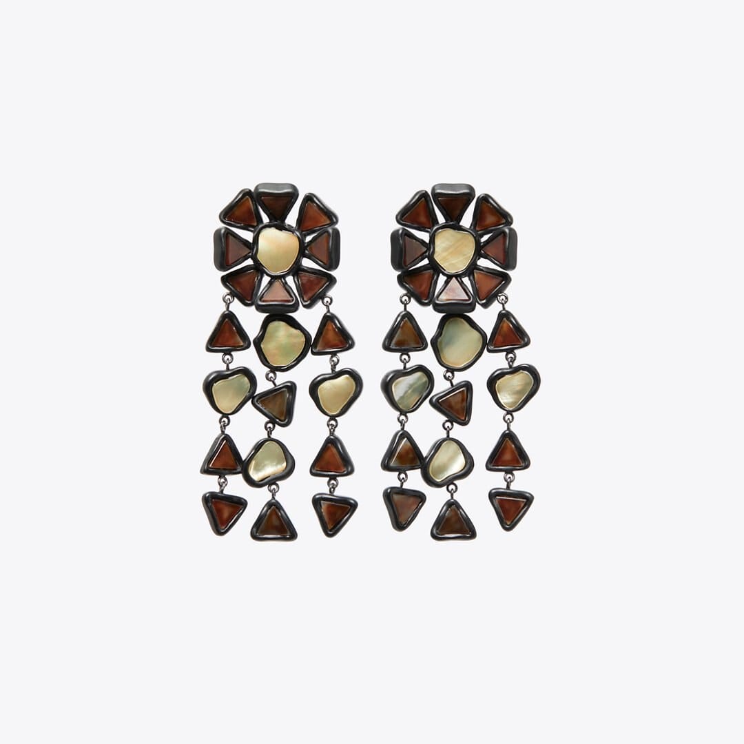 Tory Burch Curiosity Resin Chandelier Earrings Black
