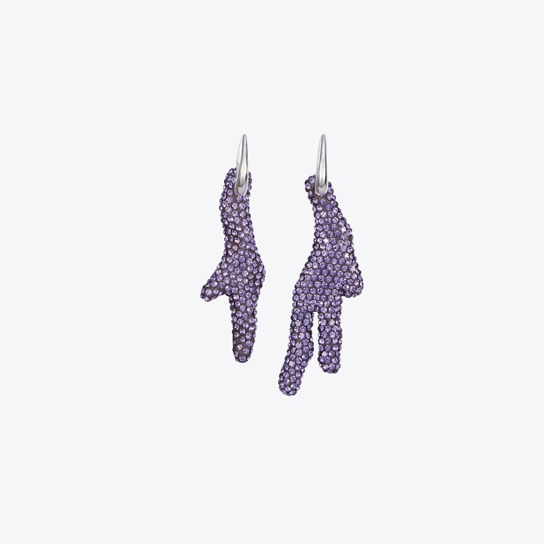 Tory Burch Curiosity Coral Hoop Earrings Light Silver / Purple