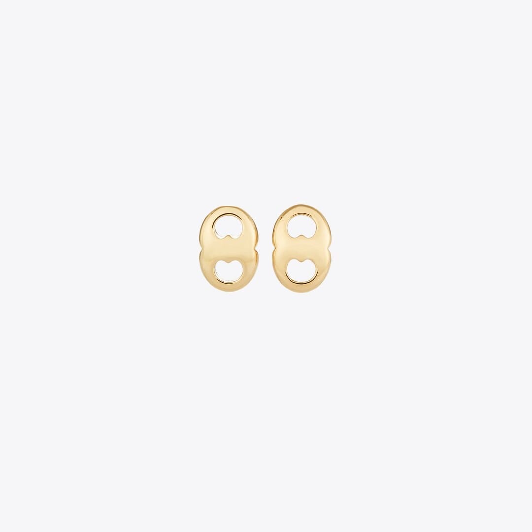 Tory Burch Gemini Stud Earrings Light Brass