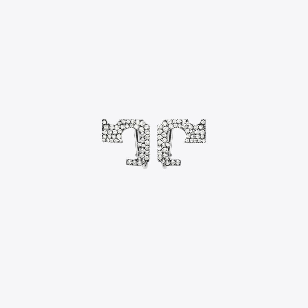 Tory Burch Runway Pav Serif T Clip-On Earrings Tory Silver / Crystal