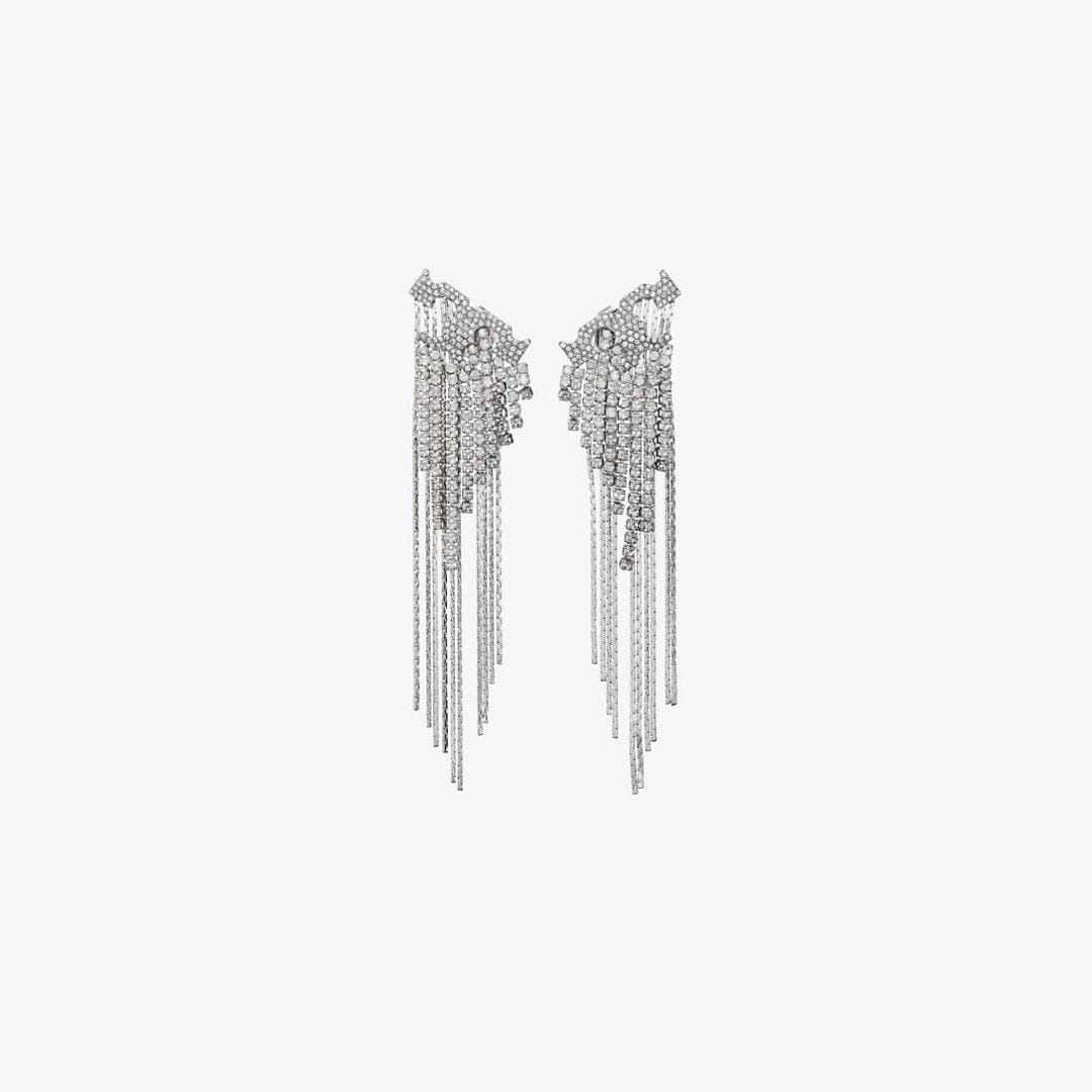 Tory Burch Runway Pav Serif T Earrings Tory Silver / Crystal