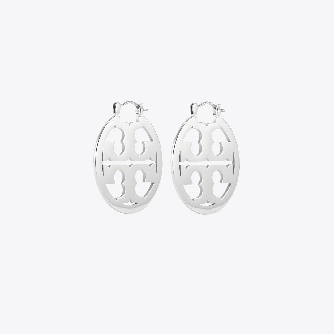 Tory Burch Small Icon Hoop Earrings Tory Silver