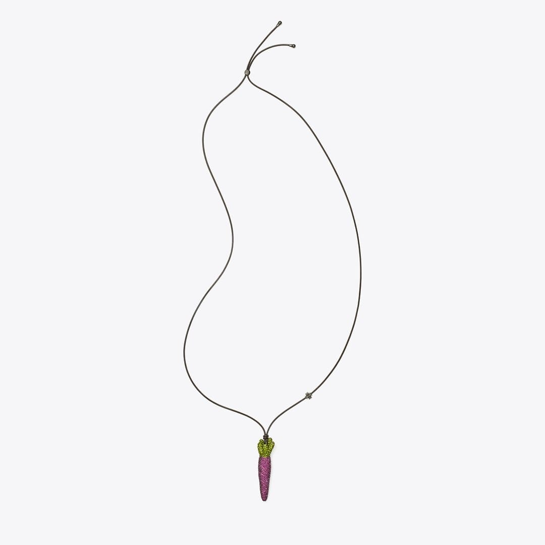 Tory Burch Curiosity Carrot Pendant Purple / Green