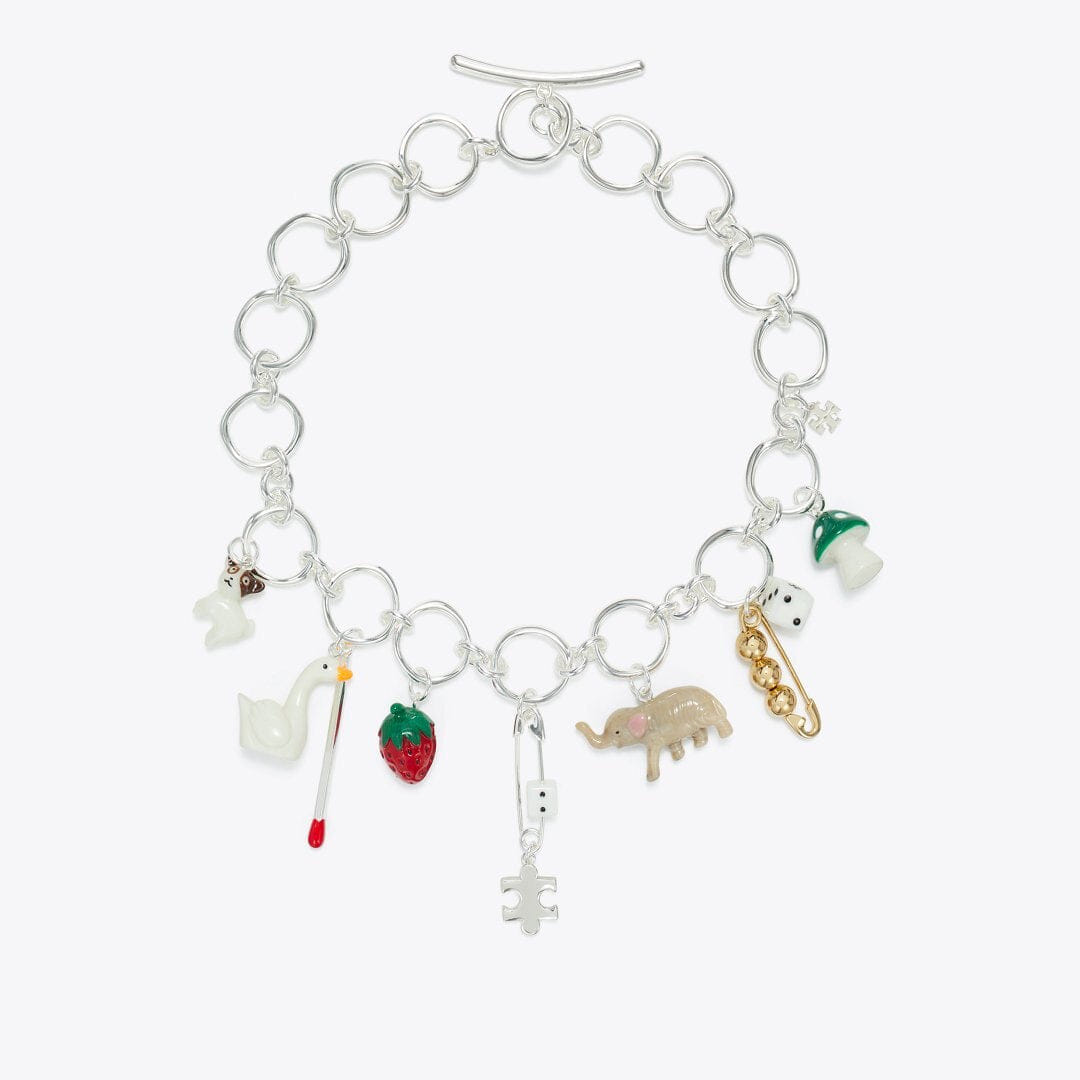 Tory Burch Curiosity Charm Necklace Light Silver / Multi