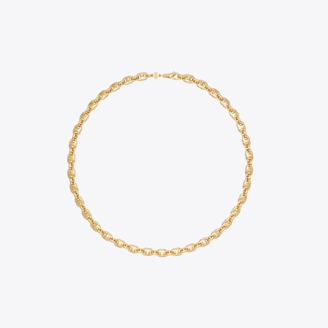 Tory Burch Gemini Link Delicate Necklace Light Brass