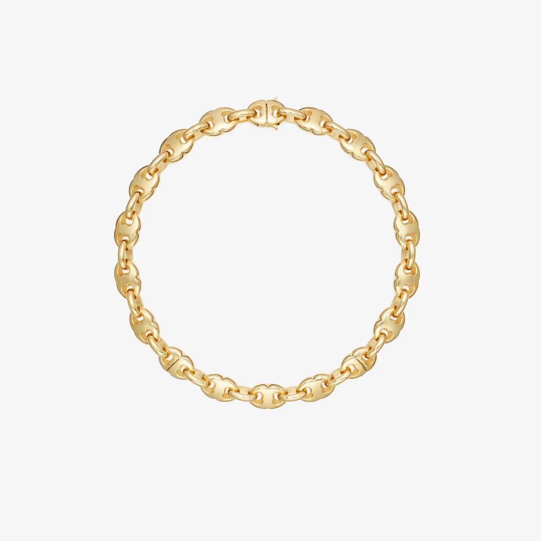 Tory Burch Gemini Link Necklace Light Brass