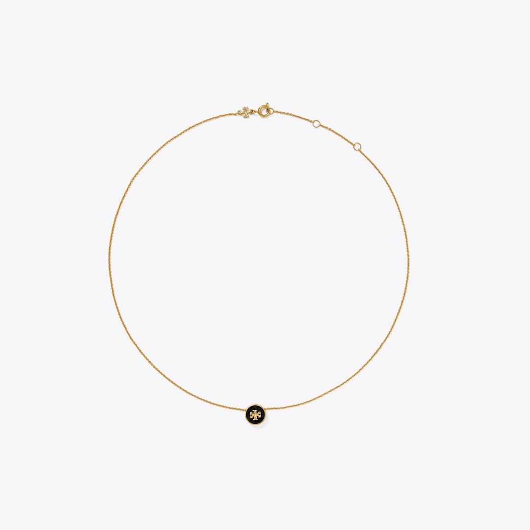 Tory Burch Icon Enamel Pendant Necklace Tory Gold / Black