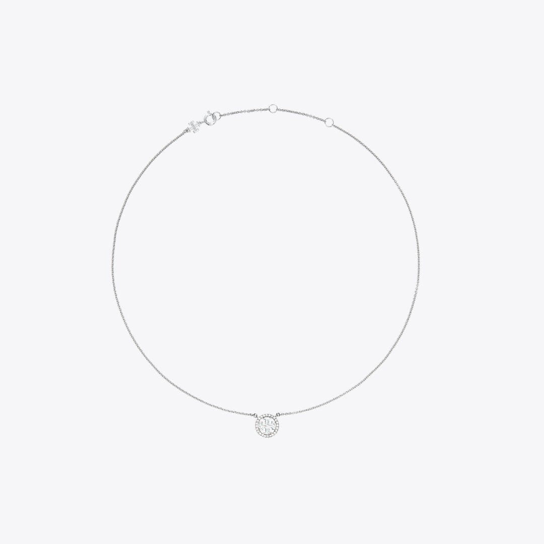 Tory Burch Icon Pav Pendant Necklace Tory Silver/Crystal
