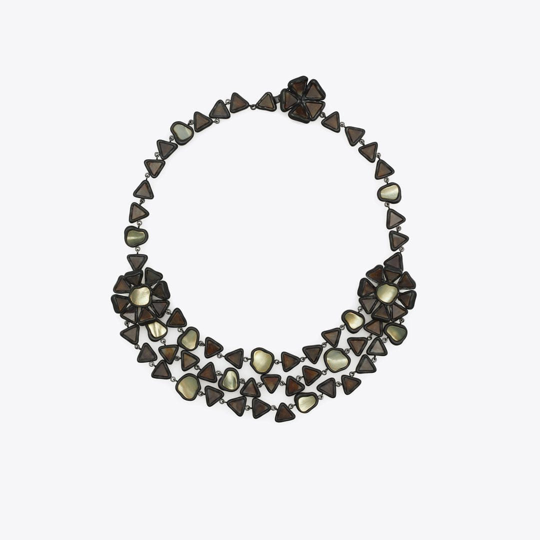 Tory Burch Curiosity Resin Triple Strand Necklace Black